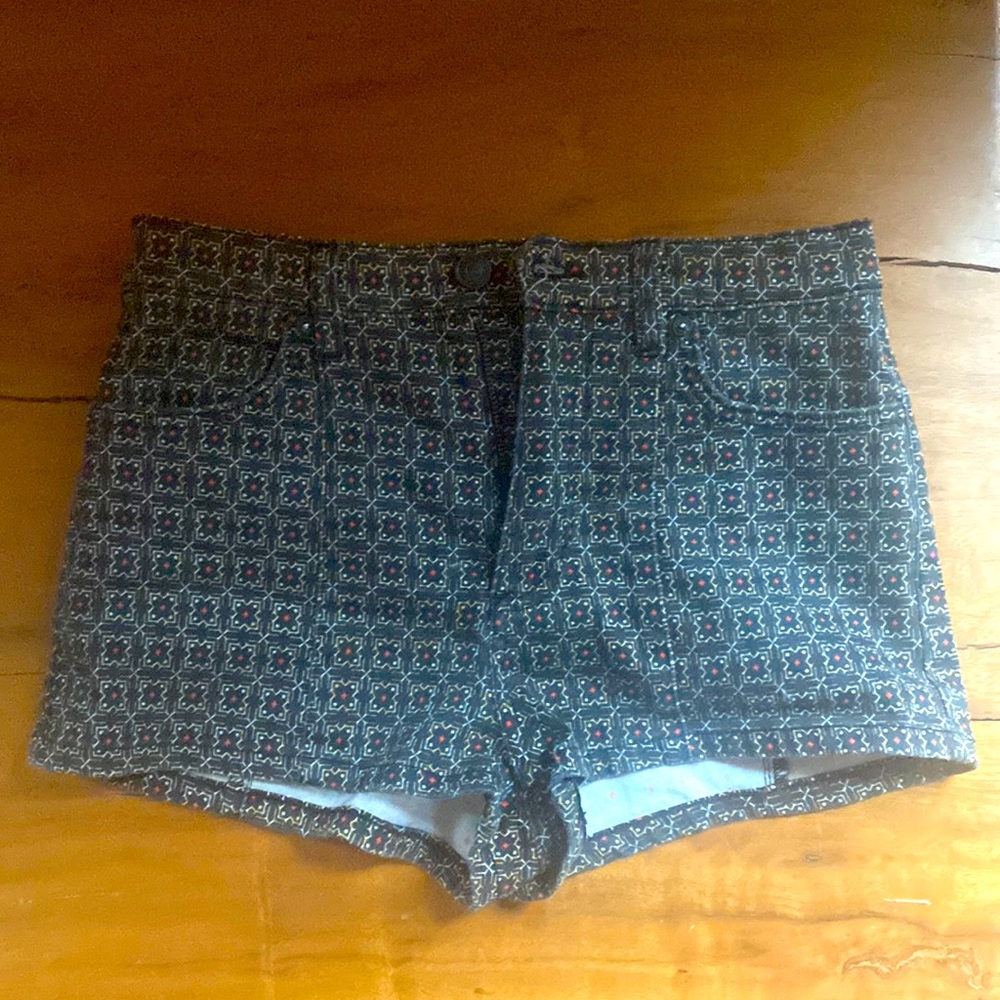 Free People Geometric Print Black Red Shorts